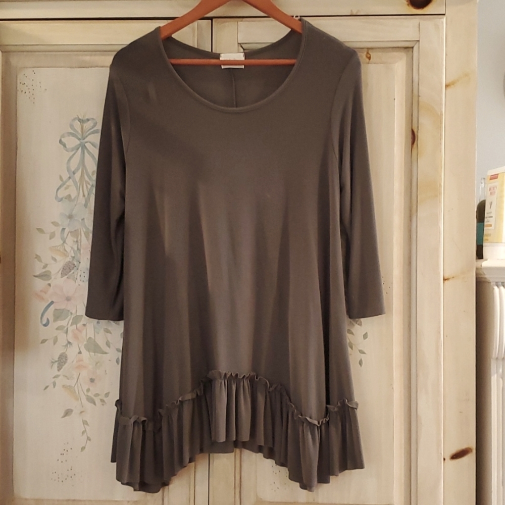 NWOT Tunic Top rayon Dress khaki brown Free People  Anthropologie S